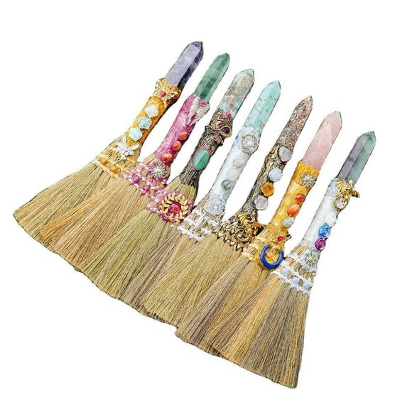 Magic Sweeper Blue Apatite Tower Broom 7.08"-7.87"Healing Crystal1Broom(AnyColor - Picture 1 of 7
